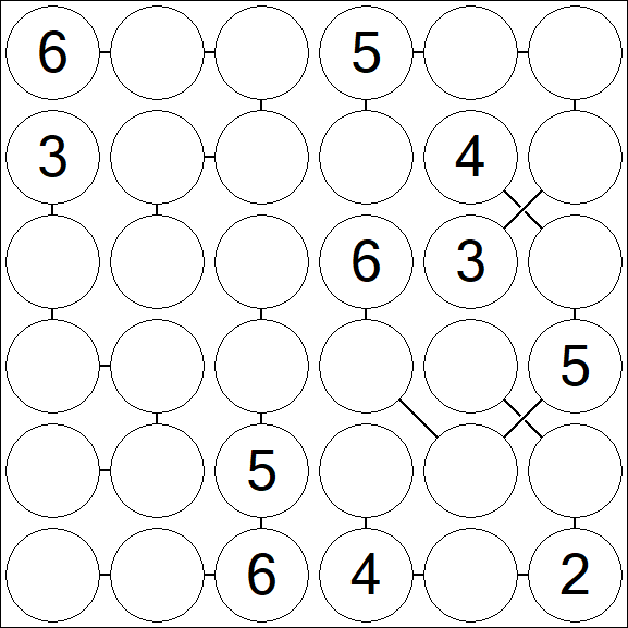Chain Sudoku 6x6 - Medium