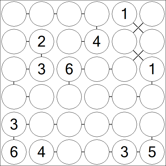 Chain Sudoku 6x6 - Medium