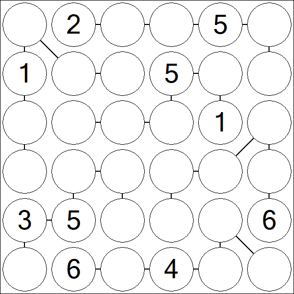 Chain Sudoku 6x6 - Medium