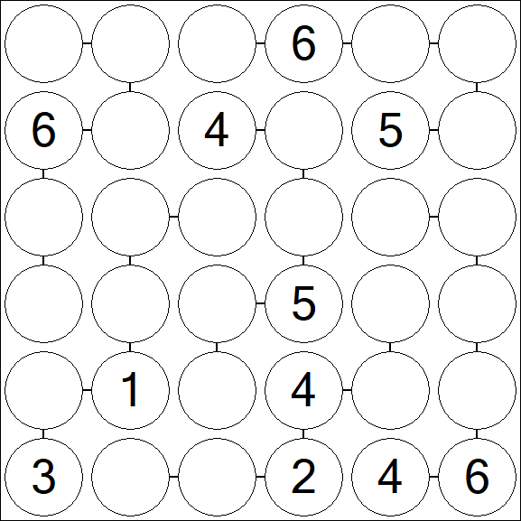 Chain Sudoku 6x6 - Medium
