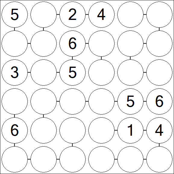 Chain Sudoku 6x6 - Medium