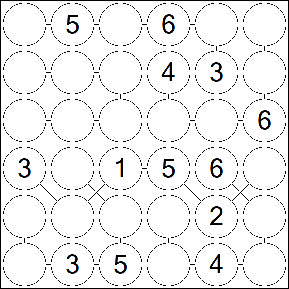 Chain Sudoku 6x6 - Medium