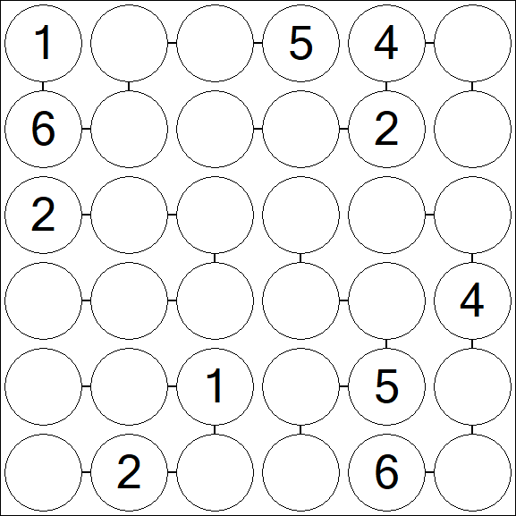 Chain Sudoku 6x6 - Medium
