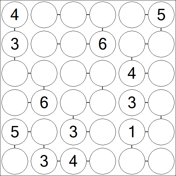 Chain Sudoku 6x6 - Medium