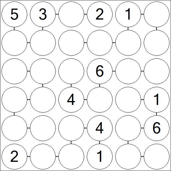 Chain Sudoku 6x6 - Medium