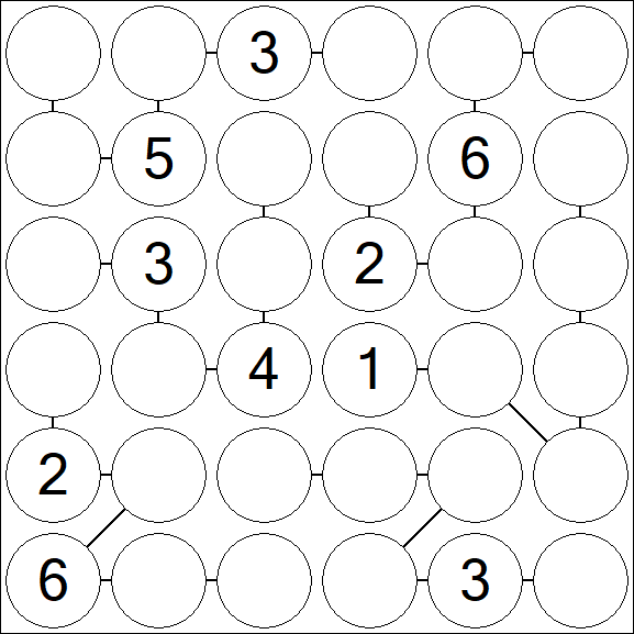 Chain Sudoku 6x6 - Medium