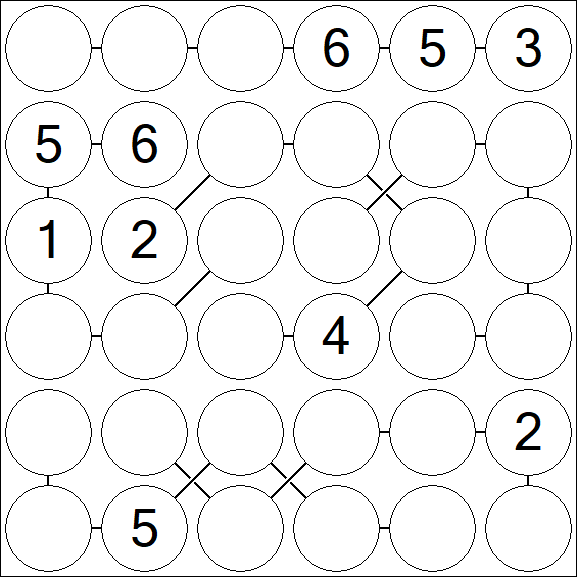 Chain Sudoku 6x6 - Medium