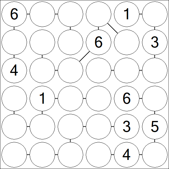 Chain Sudoku 6x6 - Medium