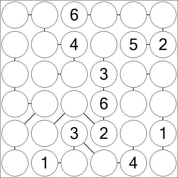 Chain Sudoku 6x6 - Medium