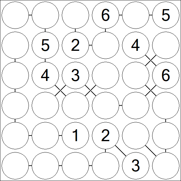 Chain Sudoku 6x6 - Medium