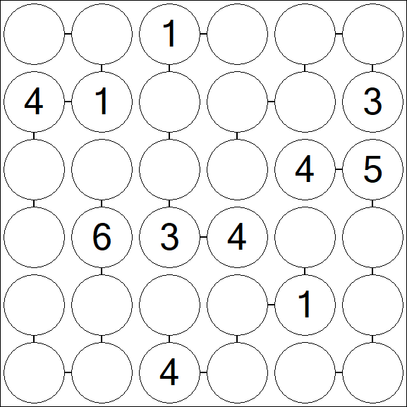 Chain Sudoku 6x6 - Medium