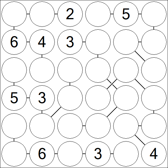Chain Sudoku 6x6 - Medium