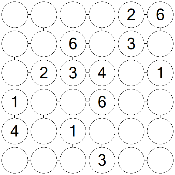 Chain Sudoku 6x6 - Medium