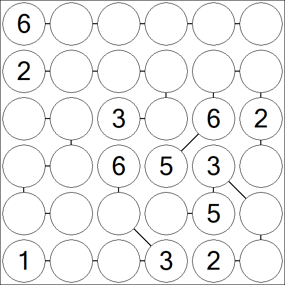 Chain Sudoku 6x6 - Medium