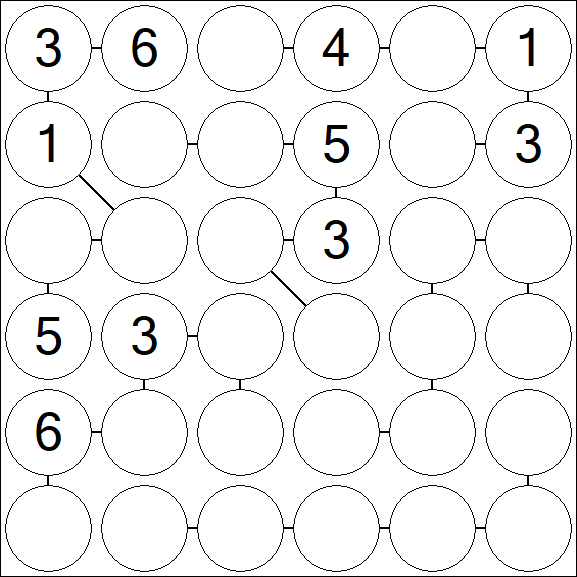 Chain Sudoku 6x6 - Medium