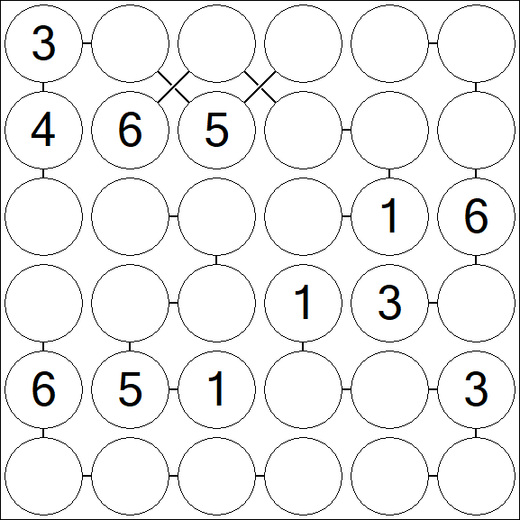 Chain Sudoku 6x6 - Medio