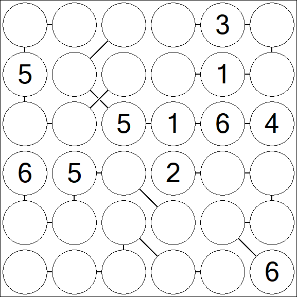 Chain Sudoku 6x6 - Medium