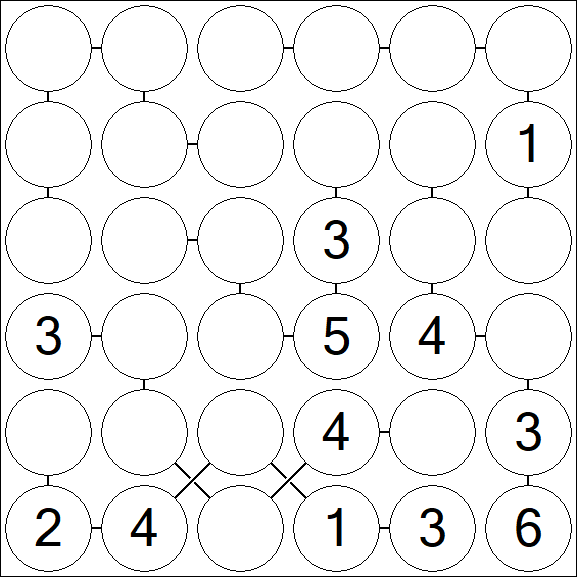 Chain Sudoku 6x6 - Medio