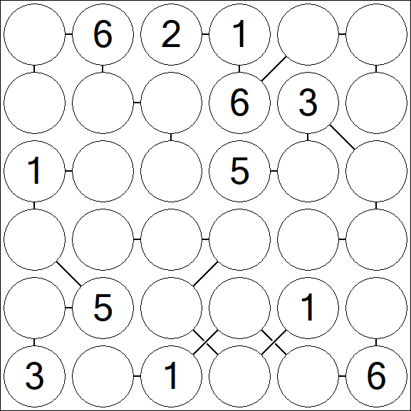 Chain Sudoku 6x6 - Medio