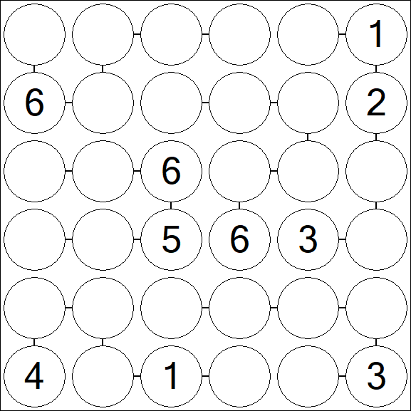 Chain Sudoku 6x6 - Médio