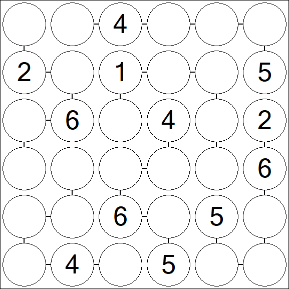 Chain Sudoku 6x6 - Médio