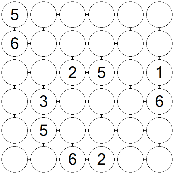 Chain Sudoku 6x6 - Moyen