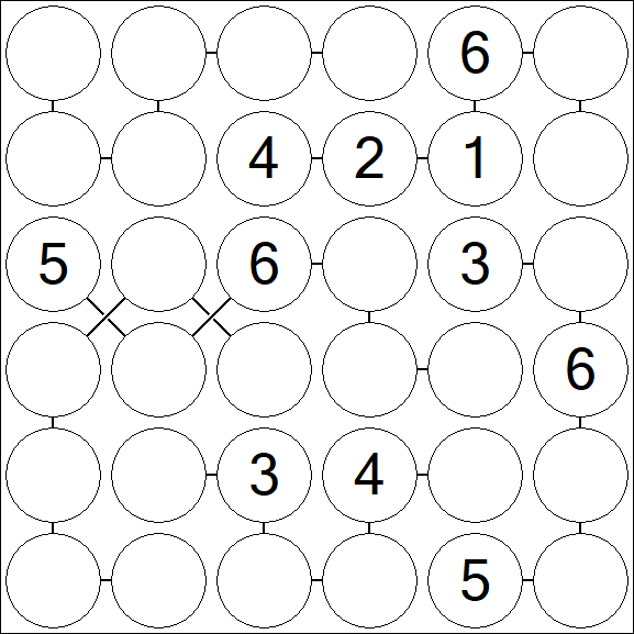 Chain Sudoku 6x6 - Médio