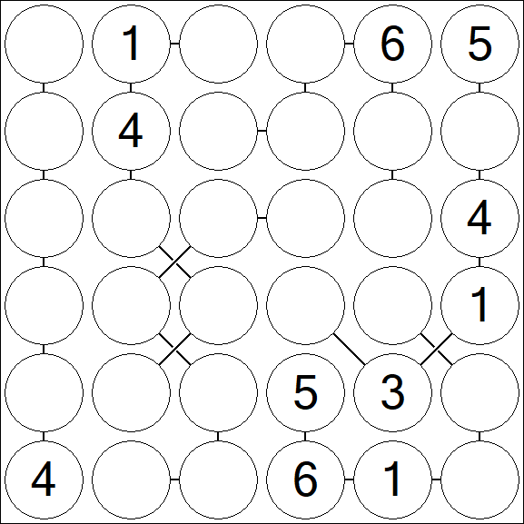 Chain Sudoku 6x6 - Medium