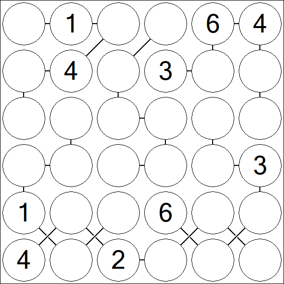 Chain Sudoku 6x6 - Medium