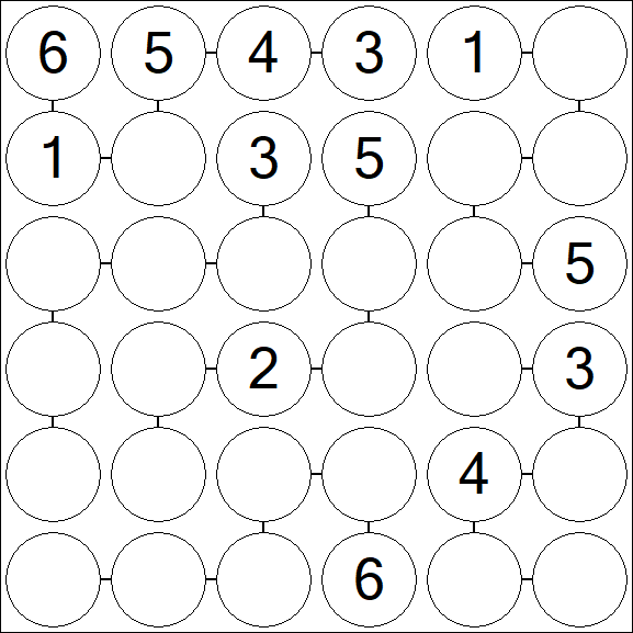 Chain Sudoku 6x6 - Moyen