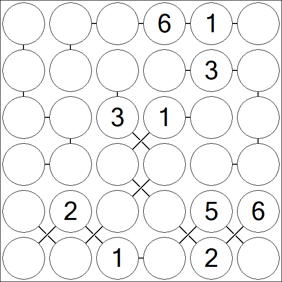 Chain Sudoku 6x6 - Moyen