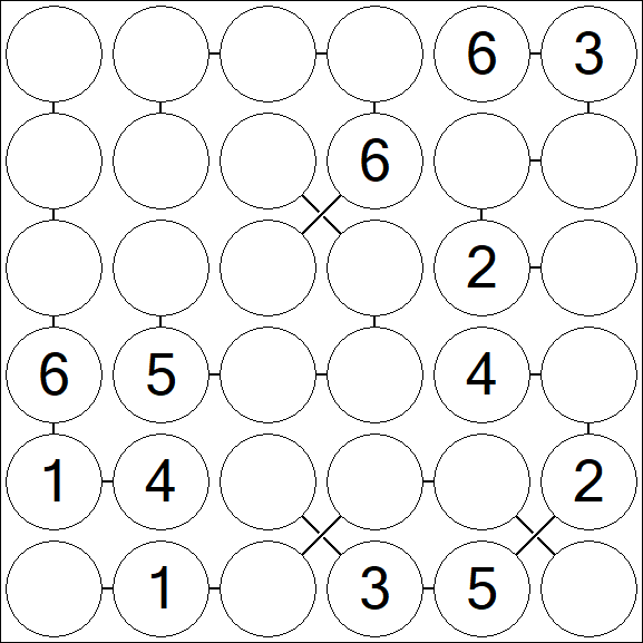 Chain Sudoku 6x6 - Moyen