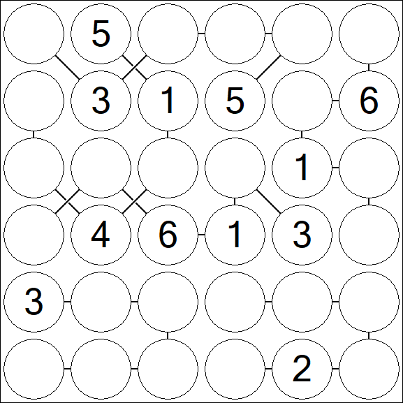 Chain Sudoku 6x6 - Medium