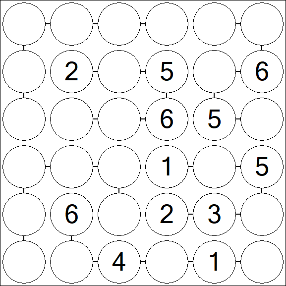 Chain Sudoku 6x6 - Medium