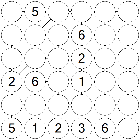 Chain Sudoku 6x6 - Medio