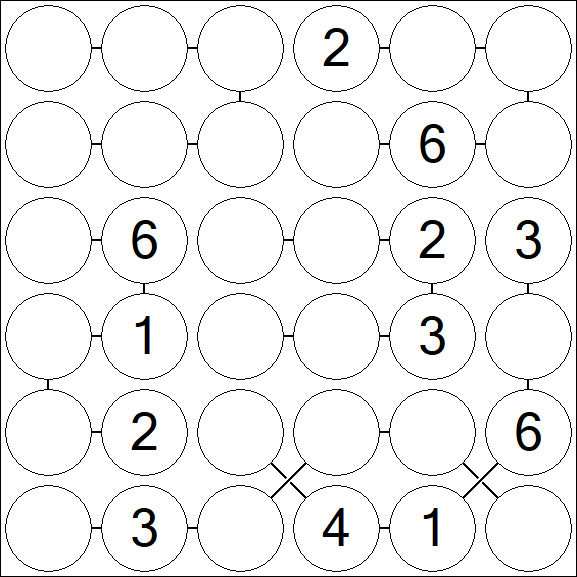 Chain Sudoku 6x6 - Medio