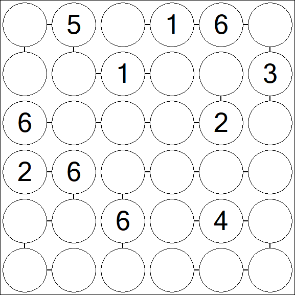 Chain Sudoku 6x6 - Medio