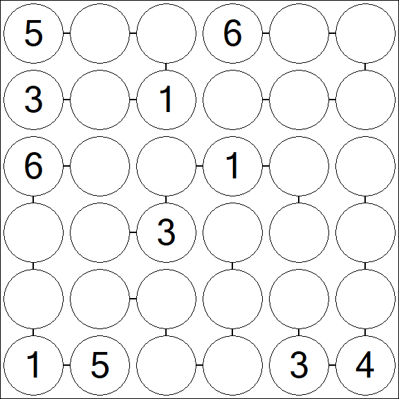 Chain Sudoku 6x6 - Medio