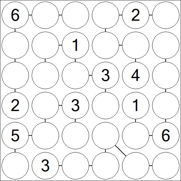 Chain Sudoku 6x6 - Medio