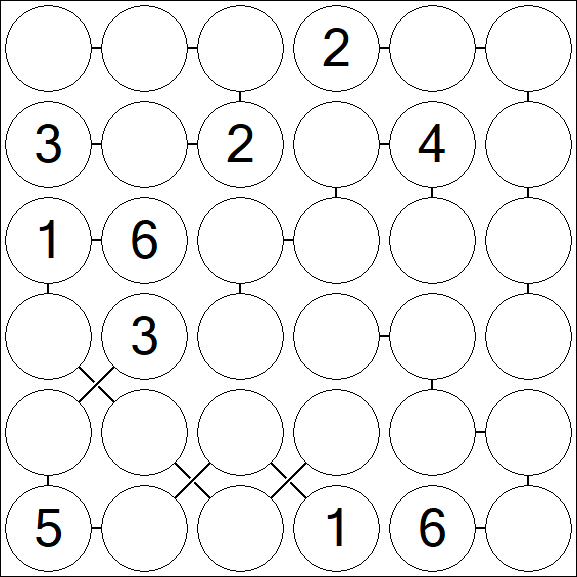 Chain Sudoku 6x6 - Medio