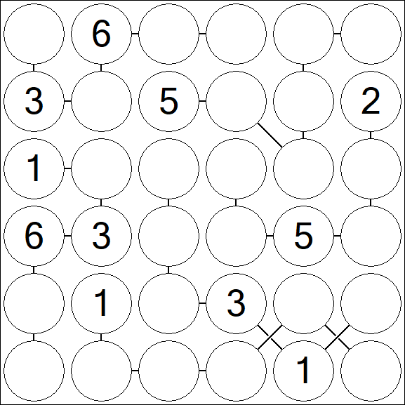 Chain Sudoku 6x6 - Medio