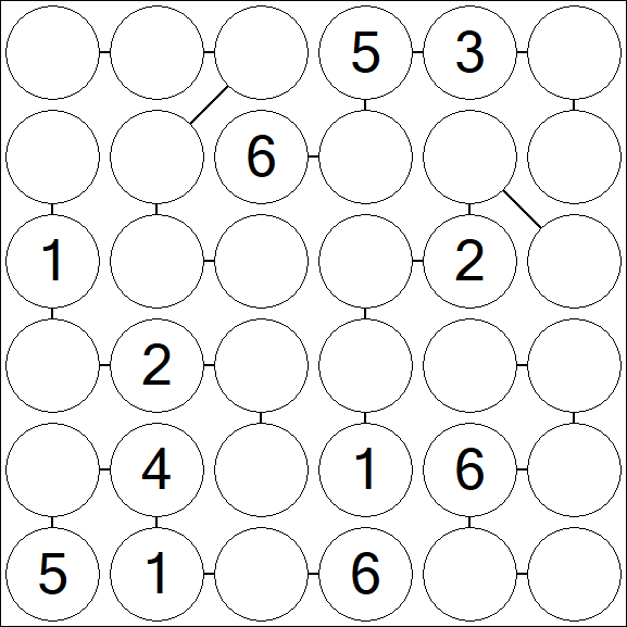 Chain Sudoku 6x6 - Medio