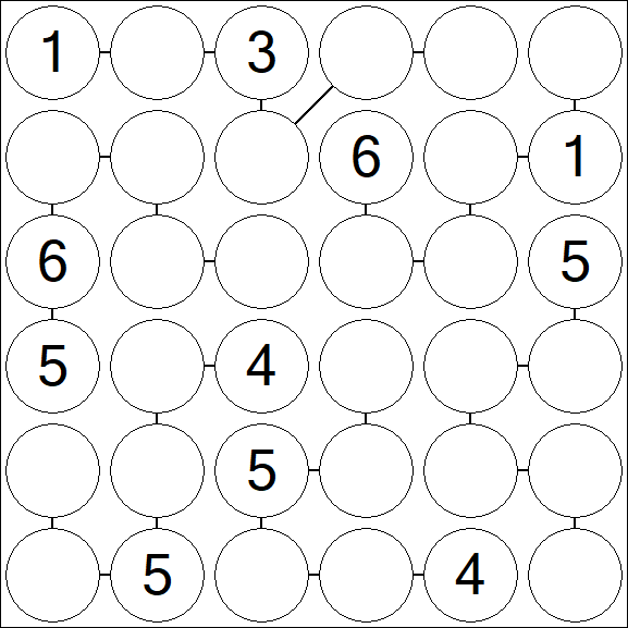 Chain Sudoku 6x6 - Medio
