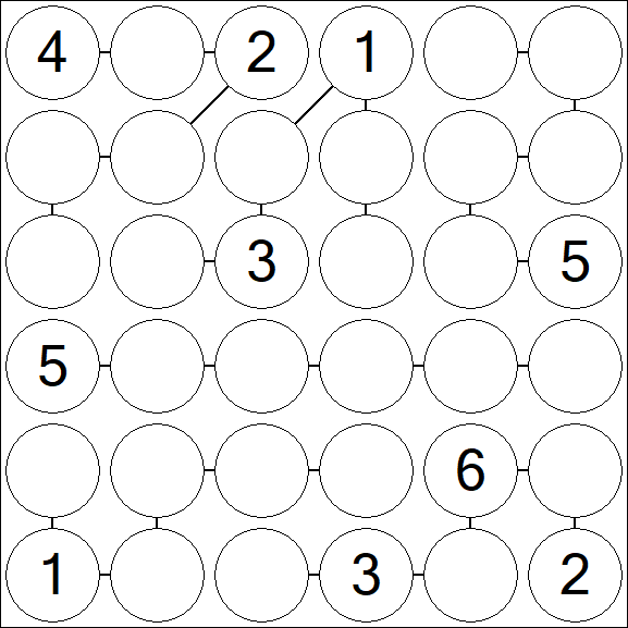 Chain Sudoku 6x6 - Medium