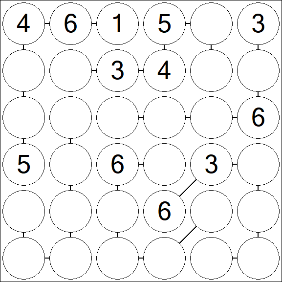 Chain Sudoku 6x6 - Medio