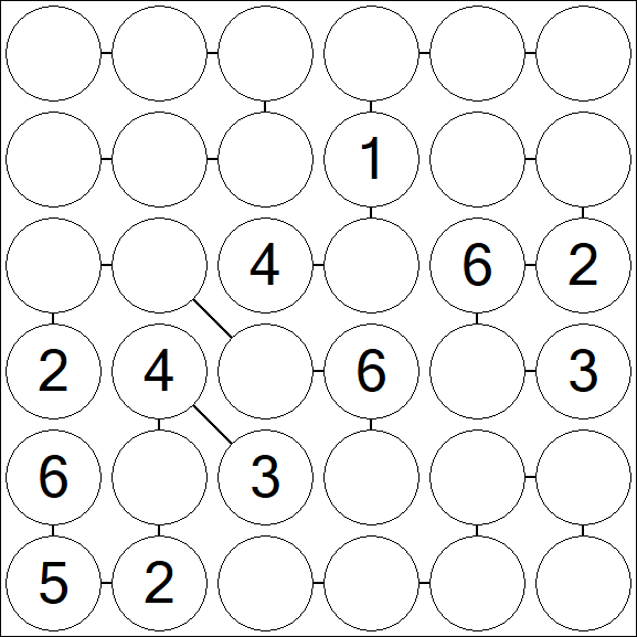 Chain Sudoku 6x6 - Medium