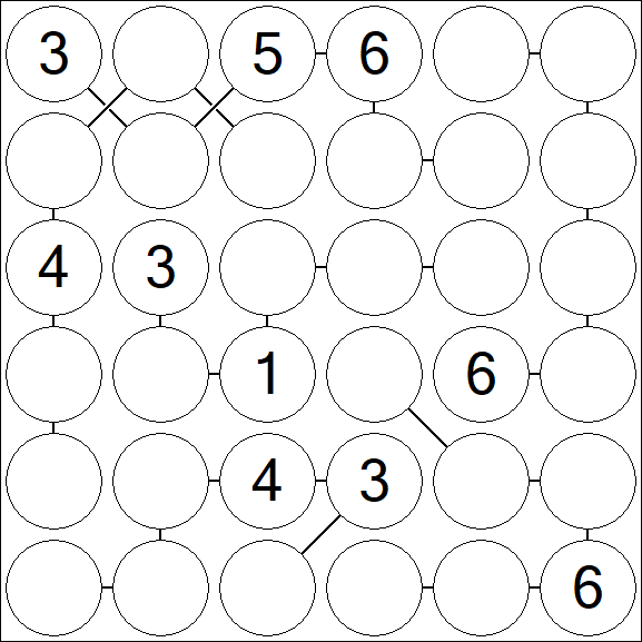 Chain Sudoku 6x6 - Medium