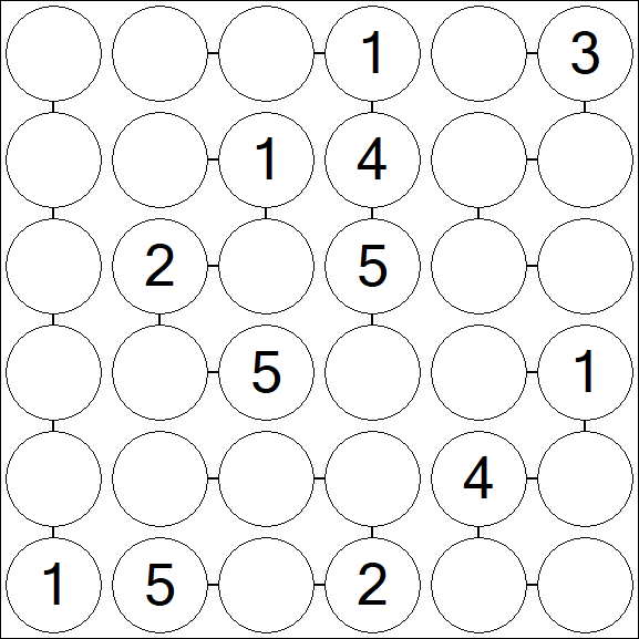 Chain Sudoku 6x6 - Medio