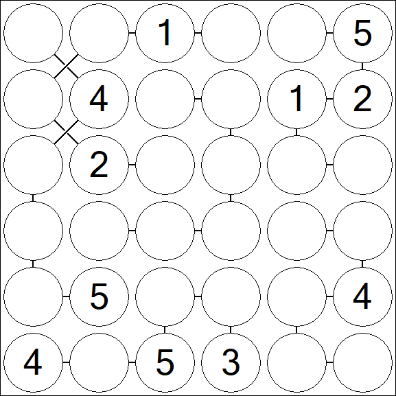 Chain Sudoku 6x6 - Medium