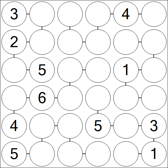 Chain Sudoku 6x6 - Medium